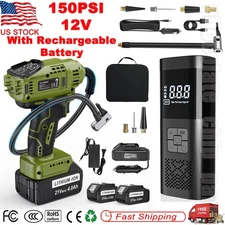 Cordless Tire Inflator Air Compressor Car Tire Pump with Rechargeable Battery US