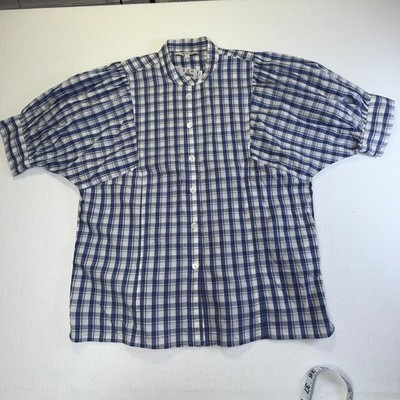 Madewell Plaid Puff Sleeve Button Front Cotton Blouse Women s Size 0 NWT