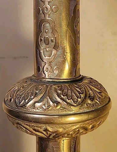 Vintage Brass Altar Candle Stick 22" Tall Intricate Embossed & Etched Designs - Picture 11 of 24