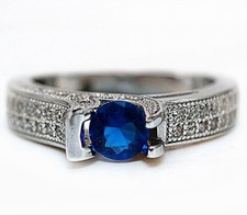 1CT Treated Blue Sapphire  Topaz 925 Solid Sterling Silver Ring Sz 6,7,8 MK4