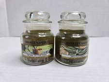 2 Yankee Candle Small Jars Sage Citrus Picnic In The Park Green Glass Lid