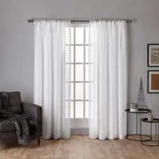 Spirit Winter White Solid Sheer Rod Pocket Curtain, 54 In. W X 84 In. L (Set of 