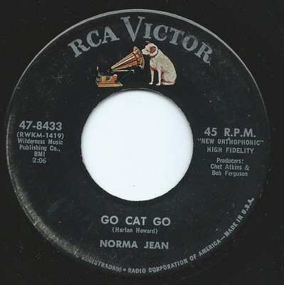Norma Jean - Go Cat Go / Lonesome Number One - Used Vinyl Record 7 - G8100z