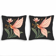 Set of 2 Decorative Throw Pillow Covers 18x18in - Elegant Floral Design