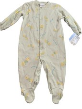 Vintage 90s Carter  s One Piece Pajamas Green Caterpillars Snap Close Large 6-9 M