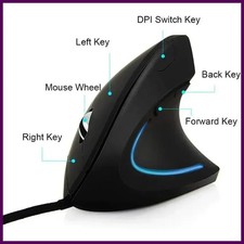 Vertical Optical Mouse Ergonomic Design 4 Level DPI Adjustable USB LED Wired