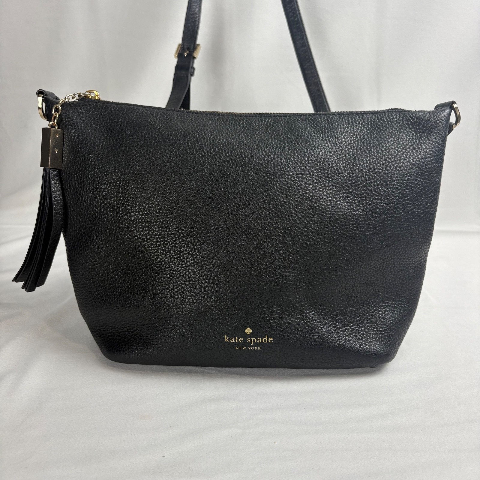 Bolso de Hombro Kate Spade New York Guijarro Negro Correa Ajustable Cremallera