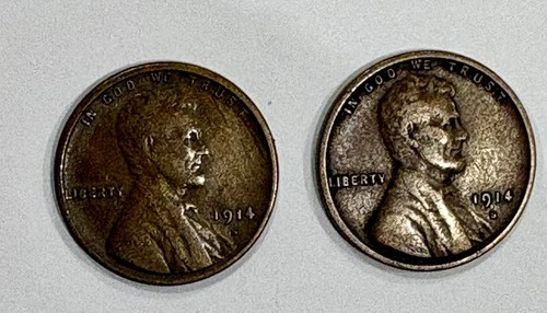 1914 s lincoln cents 2 Pennies Fine