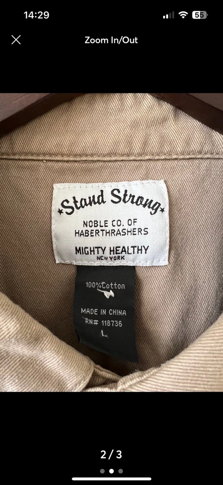 Camisa de trabajo con botones Mighty HealthyTalla: grandeColor: bronceadoEstado: bueno Foto 2 de 3