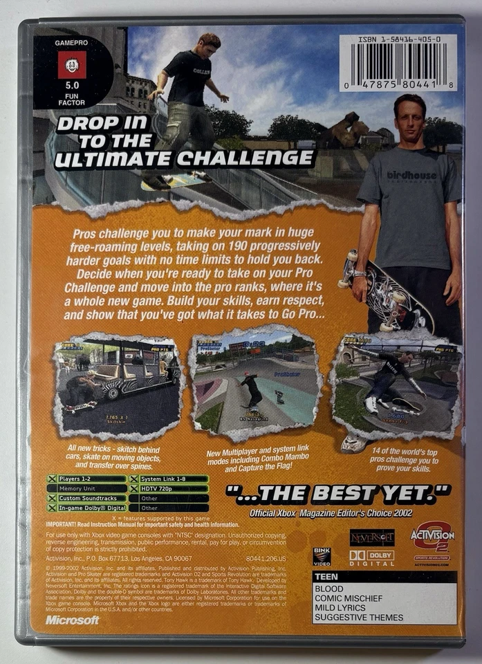 Tony Hawk's Pro Skater 4 (Microsoft Xbox, 2003) Complete W/ Reg CIB - TESTED - Image 2 of 4