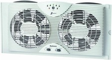 Dual 8" Blade Twin Window Fan W/ LED One Touch Thermostat Control