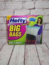 Hefty Big Bags XXL 22 Gallon 3 Pack OneZip Slider Sturdy Handle New NOS