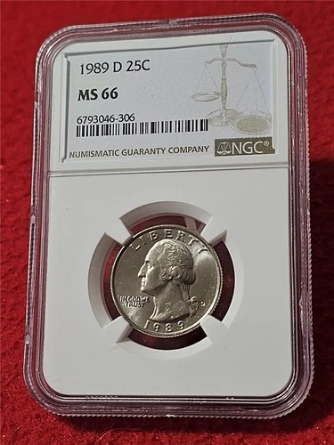 1989-D WASHINGTON QUARTER   NGC MS 66  UNCIRCULATED                     #T0039