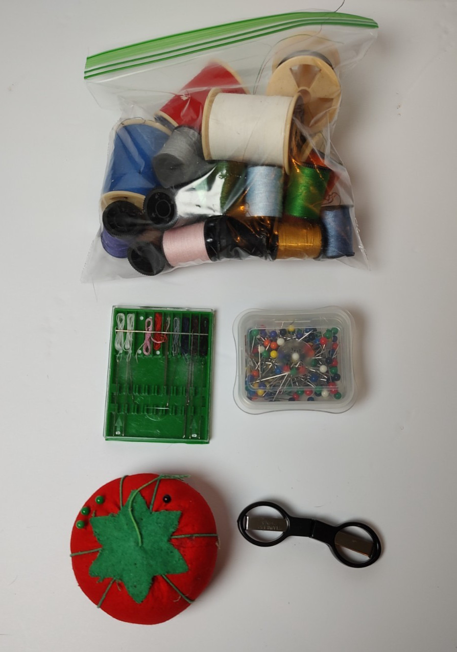 Vintage Woven Wicker Sewing Basket Box With Tapestry Floral Hinged Lid with Misc