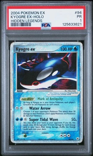 2004 POKEMON EX HIDDEN LEGENDS #94 KYOGRE EX-HOLO PSA 1