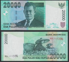 Indonesia 20000 rupiah 2009 Oto Iskandar di Nata & Tea P144f Prefix MDL UNC