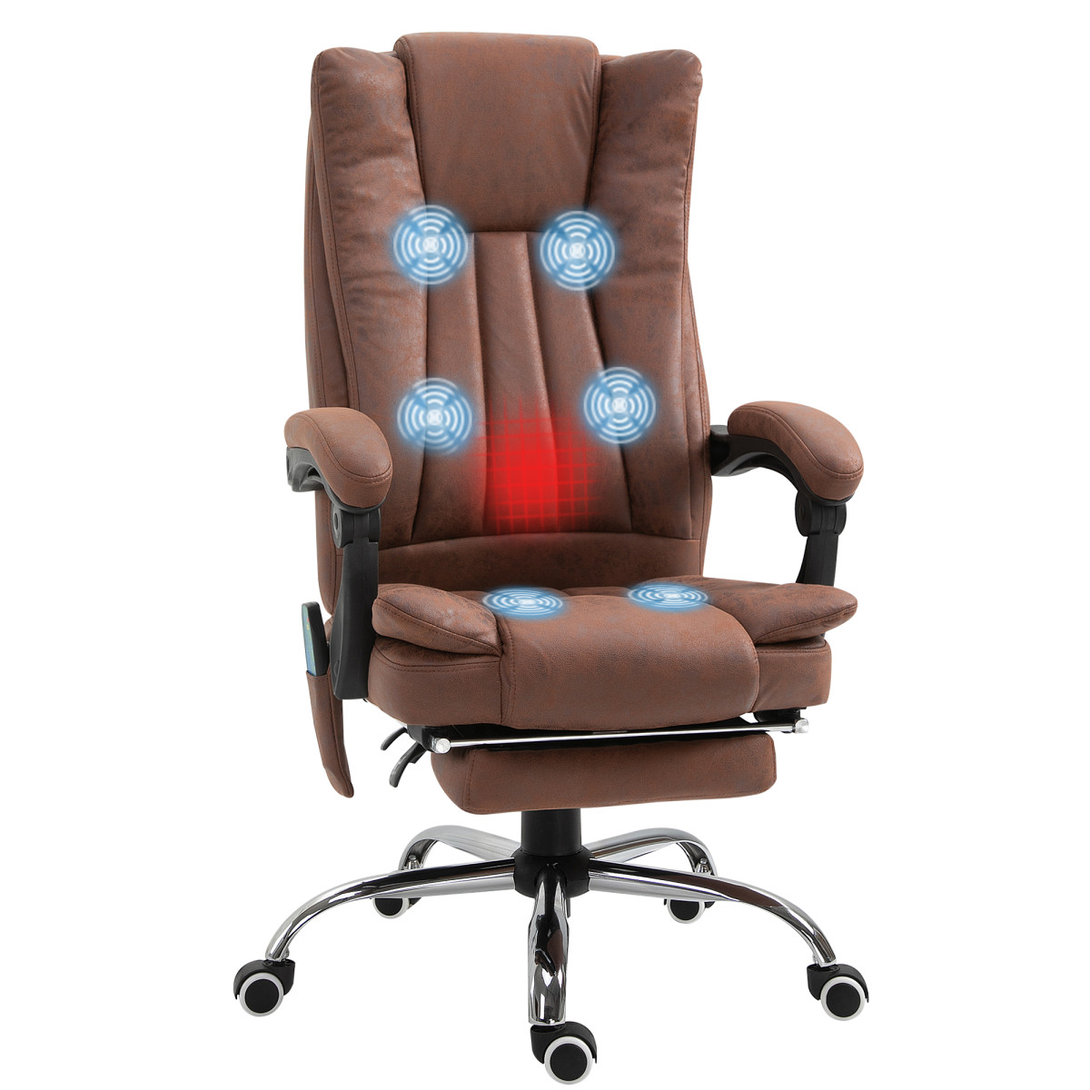 Vinsetto Grey/Brown 6-Point Vibrating Heat Massage Chair W/ Microfibre Upholstery - Image 2