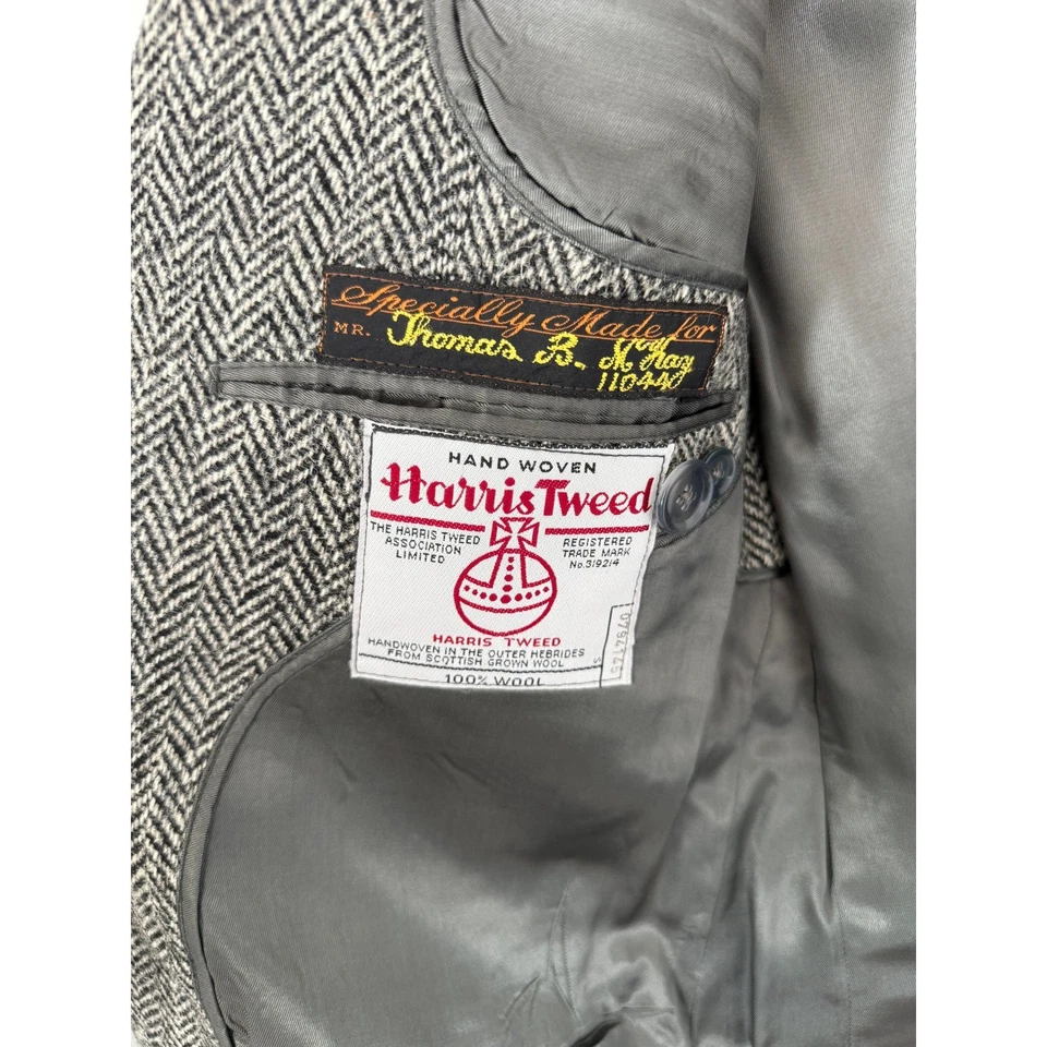 Jaqueta Harris Tweed Blazer de Lã Espinha de Arenque Tecido à Mão Casaco Esportivo Clássico Masculina 44L - Imagem 4 de 4