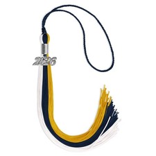 Endea Graduation Dark Navy Blue/Gold/White Tassel with Silver Date Drop