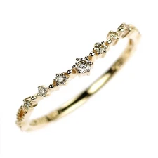 Agate K10YG diamond ring 0.06ct - Auth free shipping from Japan- Auth SELBY_JAPA