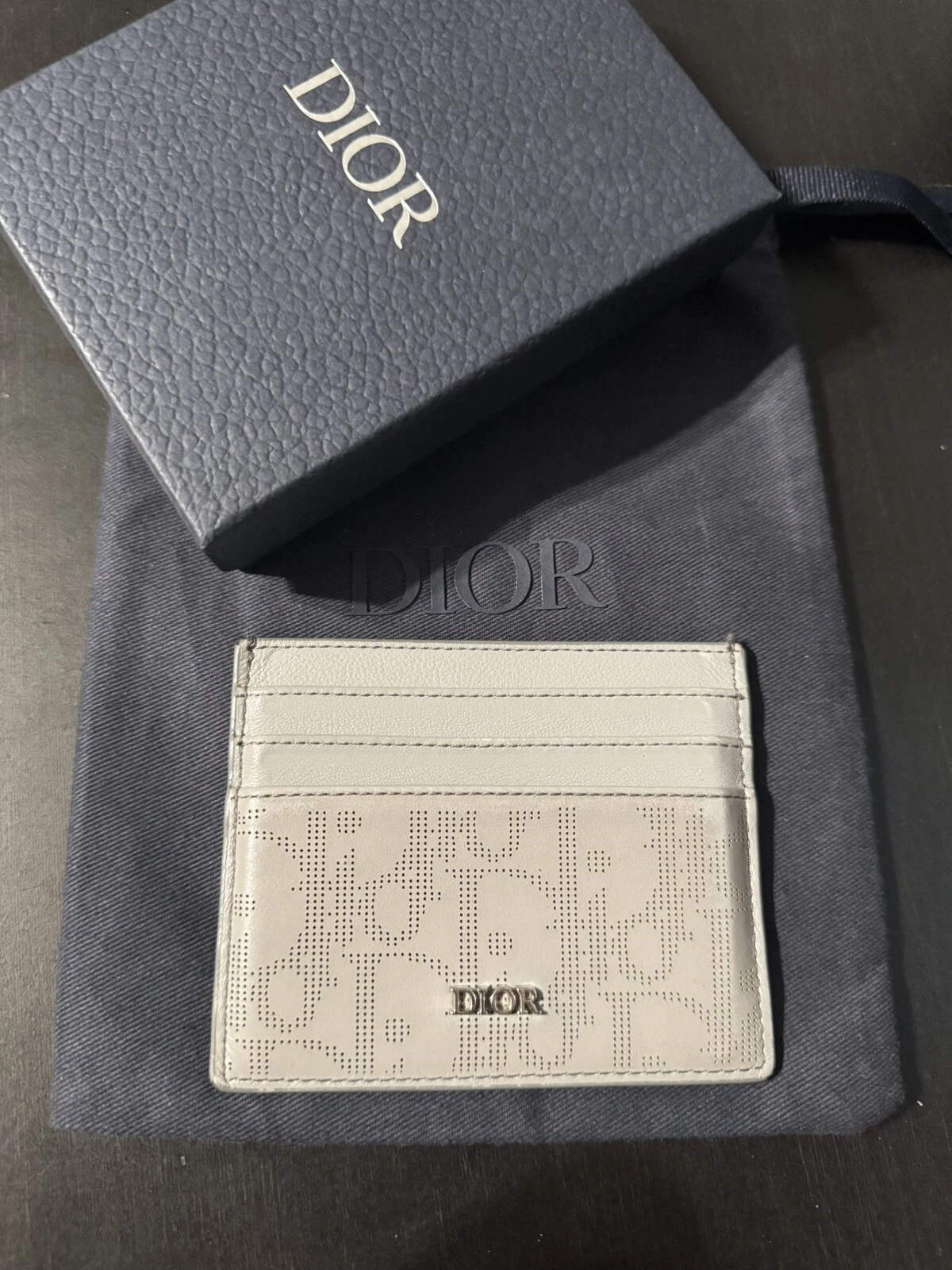 Portefeuille Carte Christian Dior   Galaxy Oblique Gris Jacquard