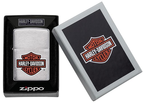 Zippo 200HD-H252,Harley Davidson Motorcycles Logo Design, Brushed Chrome Lighter - Picture 3 of 3