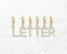 925 Sterling Silver Letter Charm Initial Alphabet YG Lobster Clasp Gift
