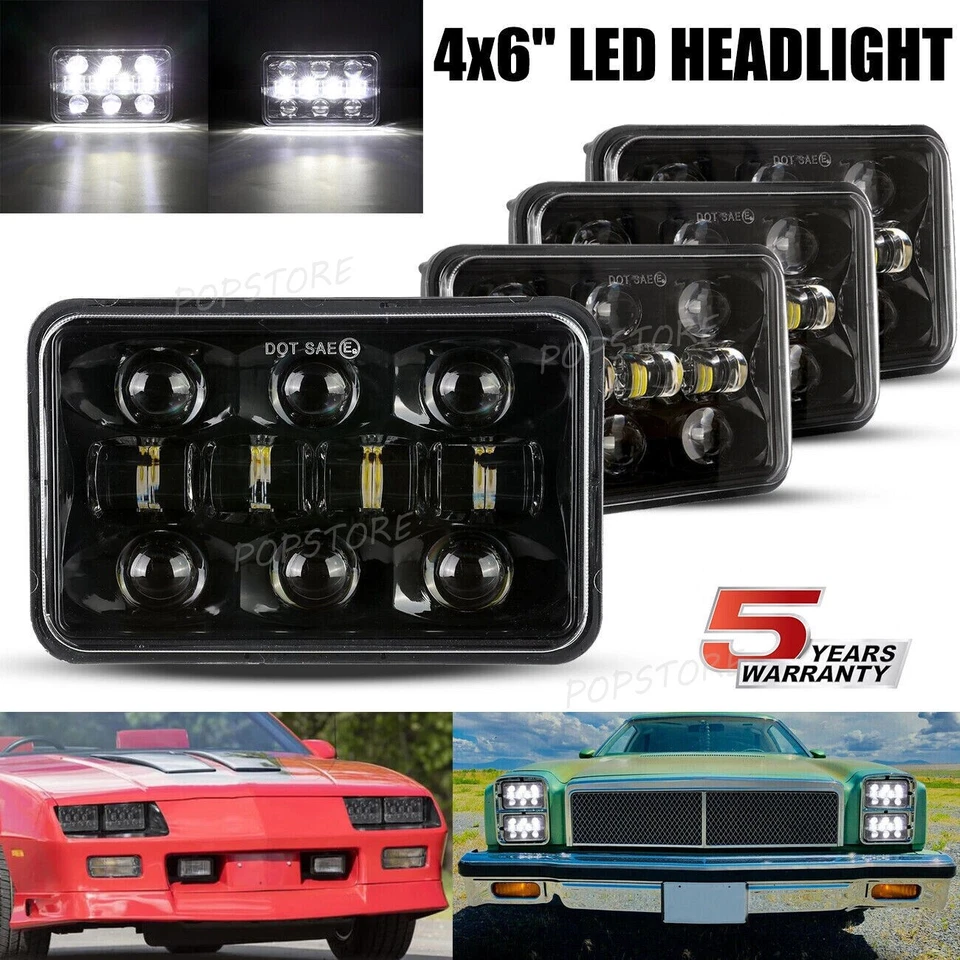4x Faros LED negros 4x6" haz alto para Chevy S10 Blazer 1994 1995 1996 1997 Foto 2 de 4