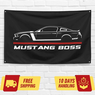 Drapeau Ford Boss 302 USA – 3x5 Pieds, Bannière De Course Mustang, Décoration Garage