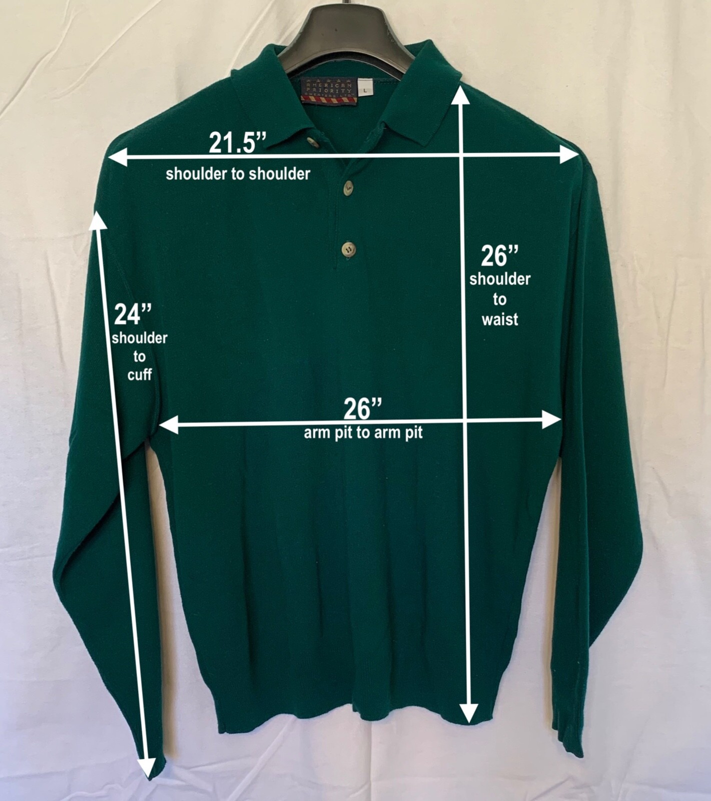 American Priority Collared Green Lightweight Thre… - image 3