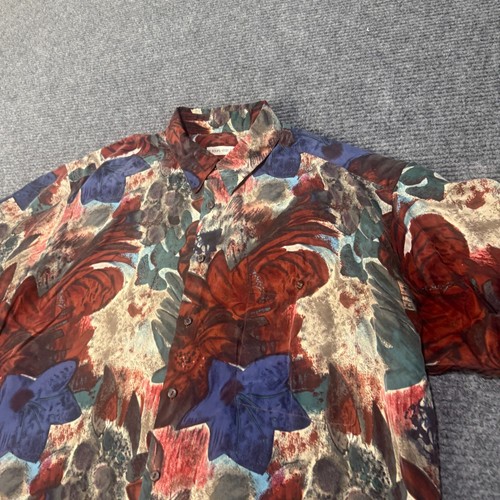 Vintage Burma Bibas Shirt Mens XL Floral Hawaiian Tropical Silk Button Up - Picture 4 of 9