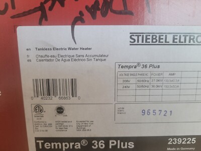 Stiebel Eltron Tempra 36 Trend Tankless Water Heater/Boiler - 239218 (White)