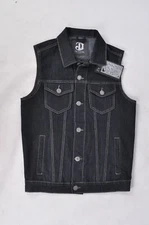 NWT Mens Stretch Denim Jacket Vest Motorcycle phone tools gun pockets #DL-67938