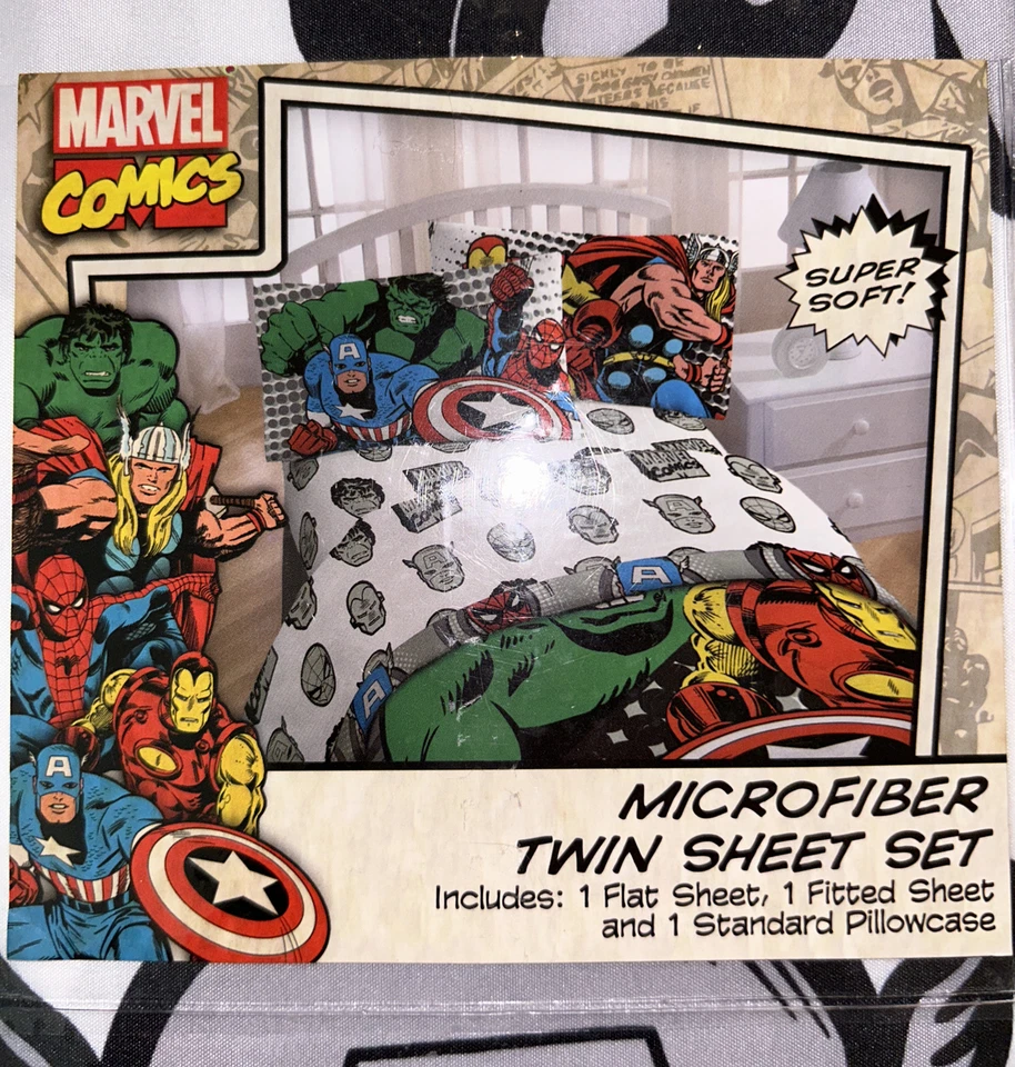 Nuevo Juego de Hojas Doble Microfibra Super Suave Marvel Comics 3 Piezas Sellado Foto 2 de 4