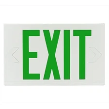 LED Exit Sign White Body/ Battery Backup Green Letters