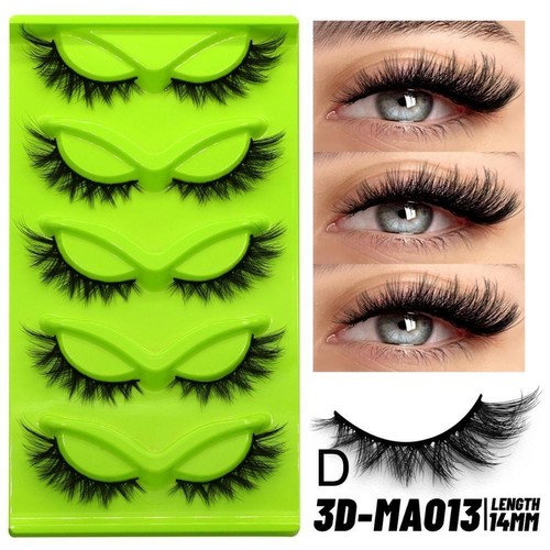 5 Pairs Cat Eye Lashes Faux Mink Eyelashes Winged End Elongated Eye New S2I7 - Foto 18 di 32
