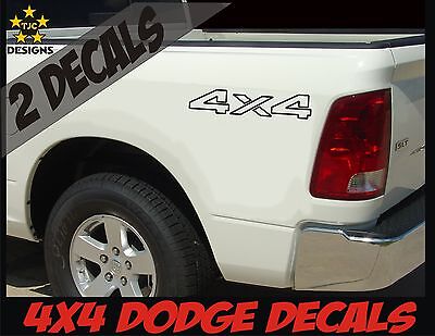 4x4 Truck Bed Decals Sticker fits Dodge Ram and Dakota GLOSS BLACK (SET