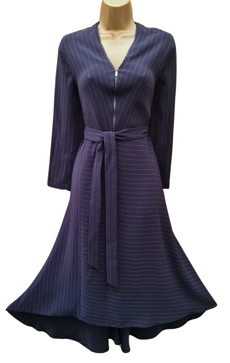 Navy batwing belted midi cheap dress
