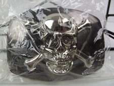 New Belt Buckle Skull Crossbones Silver Pirates Eyes Lite up