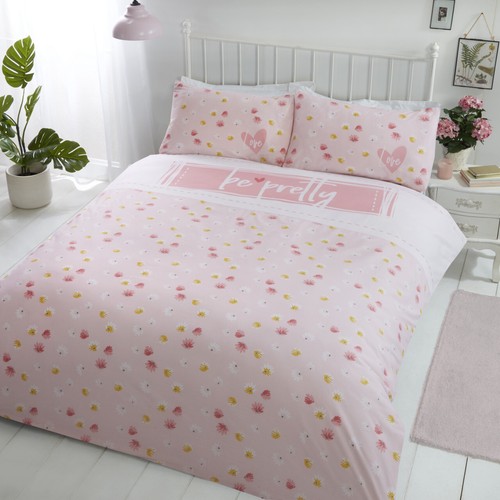 Be Pretty Love Floral Summer Reversible Duvet Quilt Cover Bedding Set - Picture 13 of 16