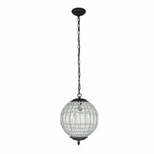 Crystal Pendant Dark Bronze Light Globe Fixture Kitchen Island or Dining Room