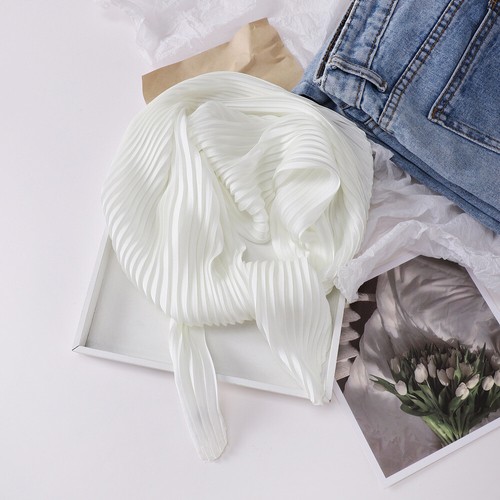 Women Square Scarf Satin Pleated Head Neck Small Scarves Headscarf Neckerchief & - Picture 14 of 23