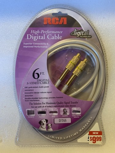 RCA High Performance Digital S-Video Cable 6' DT6S 24K Gold-Plated Connector New