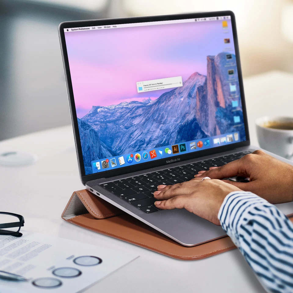 Funda de cuero con soporte magnético para portátil para MacBook Air/iPad Pro/Air 13" Foto 4 de 4