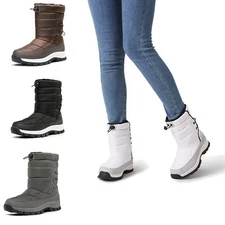 Women Snow Boots Mid Calf  Winter Boot Lace-Up Waterproof Fashion for Outdoor