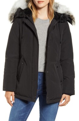 sam edelman faux fur hooded full zip parka