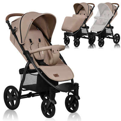 LIONELO  Kinderwagen bis 22 kg mit klappbarer Schlaffunktion Überwurf