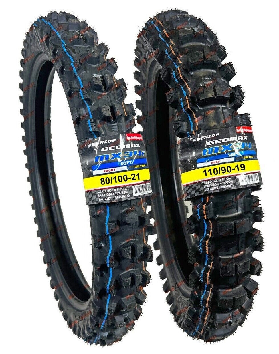 WIG Racing Motocross Tire Set - 110/90-19 Rear & 80/100-21 Front Dirt Bike Tires With Inner Tubes - View #6