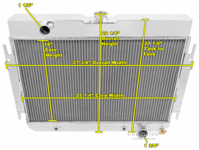 1964 1965 1966 1967 Chevy El Camino 4 Row Core Champion SubZero Radiator MC289