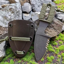 Small mini portable tied rope handle stainless steel hunting fixed knife tool